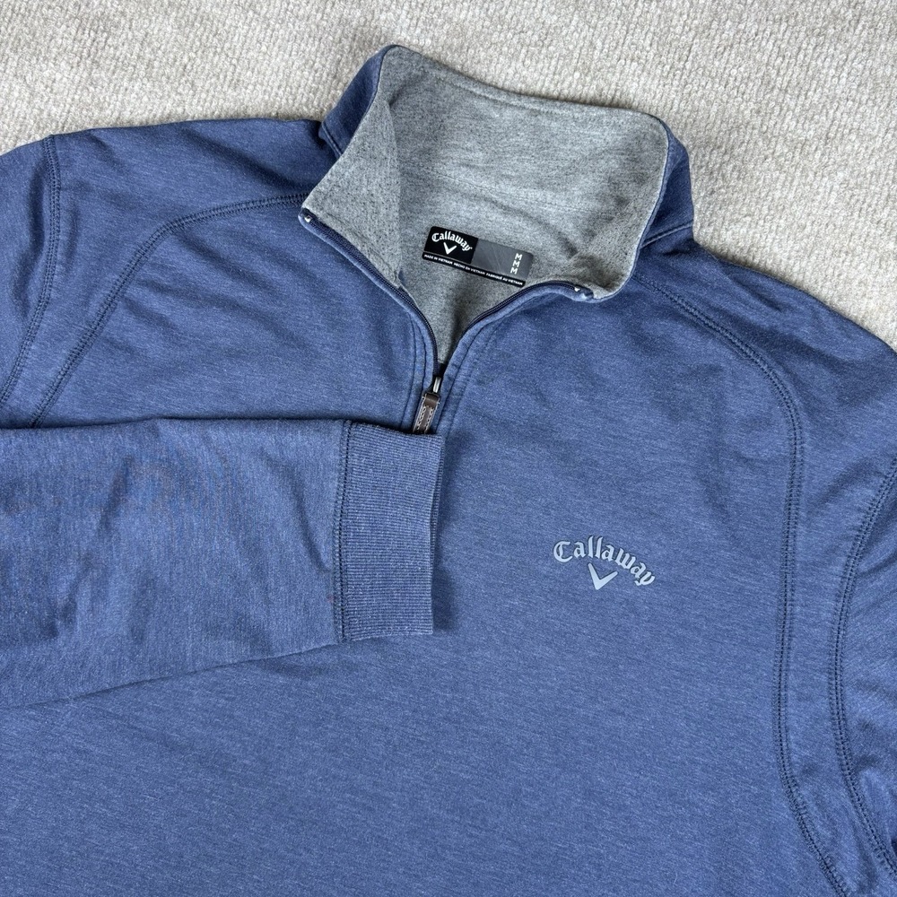 Callaway Men's 1/4 Zip Pullover Blue Stretch Golf Performance Sweatshirt Size M